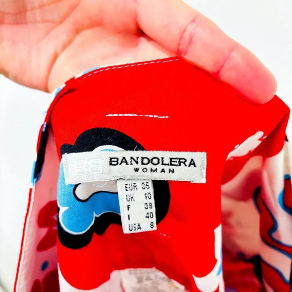 BANDOLERA Navy and red floral pleated  skirt - Picture 2 of 8